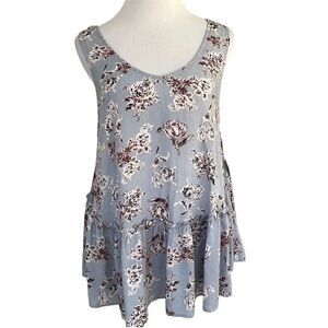 PPLA Gauzy Oversized Boho Floral Baby Doll Top XS NWT